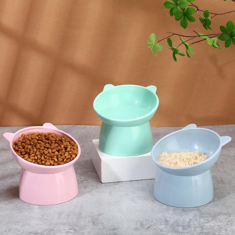 Hoemwarm 3 Pcs Elevated Cat Bowls 15° Raised Cat Bowl with Silicone Mat Whisker Friendly Anti Vomiting Cats Elevated Food and Water Bowls for Indoor Cats Kittens - Image 5